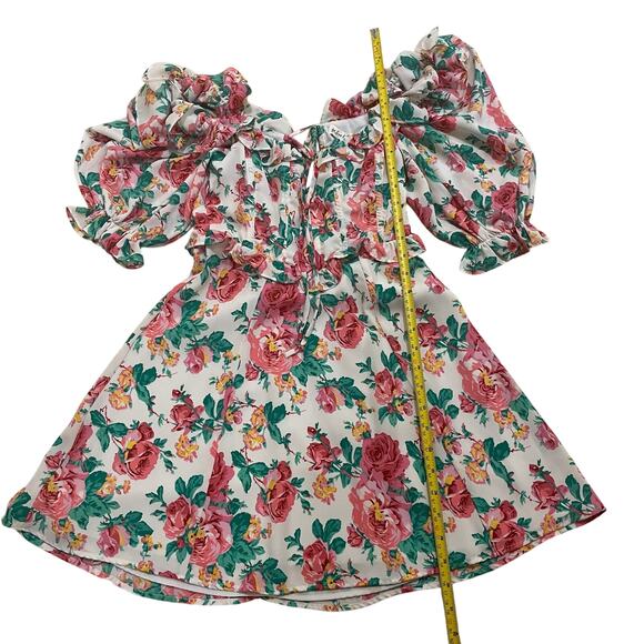 For Love & Lemons XS Imogen Floral Mini Dress | Ruffle Puff Sleeve, $210, NWOT - Picture 11 of 12